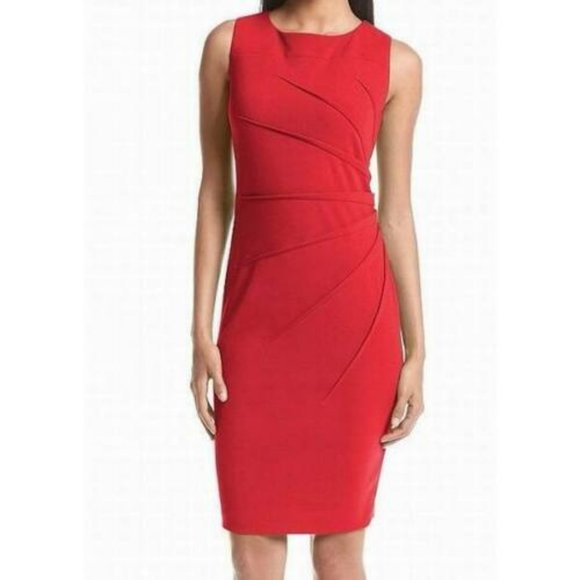 Calvin Klein Dresses & Skirts - Red Calvin Klein Starburst Sheath Dress size 8!